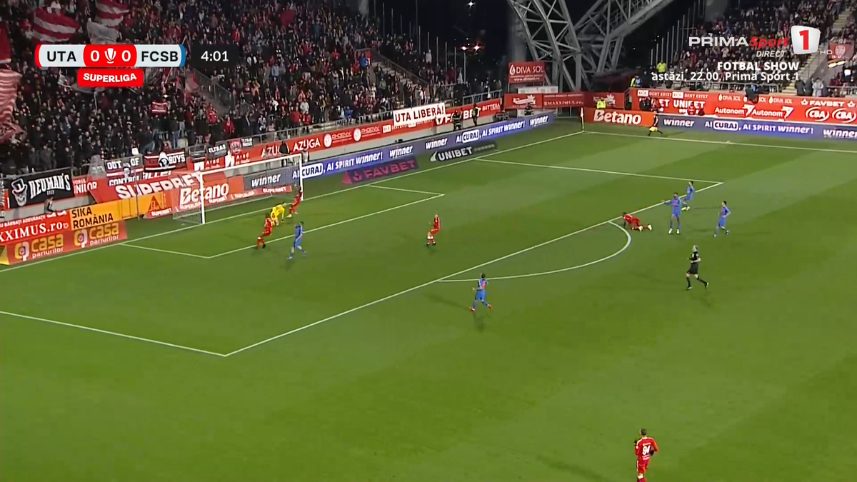 Ratare IMENSĂ în UTA - FCSB! » Fotbalistul campioanei s-a făcut de râs dintr-o poziție excelentă