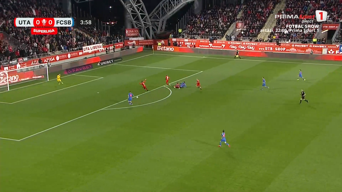 Ratare IMENSĂ în UTA - FCSB! » Fotbalistul campioanei s-a făcut de râs dintr-o poziție excelentă