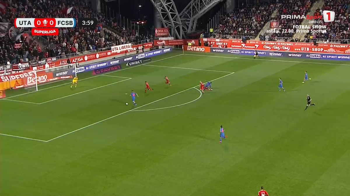 Ratare IMENSĂ în UTA - FCSB! » Fotbalistul campioanei s-a făcut de râs dintr-o poziție excelentă