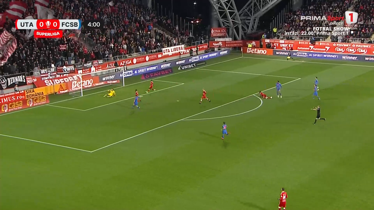 Ratare IMENSĂ în UTA - FCSB! » Fotbalistul campioanei s-a făcut de râs dintr-o poziție excelentă