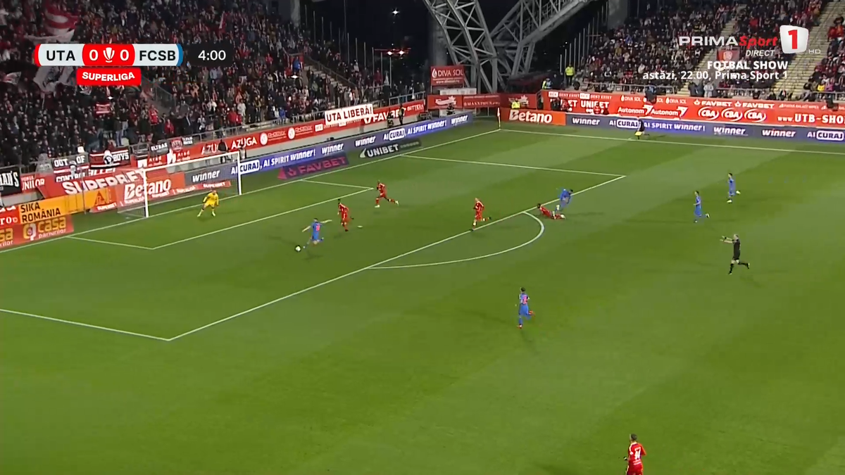 Ratare IMENSĂ în UTA - FCSB! » Fotbalistul campioanei s-a făcut de râs dintr-o poziție excelentă