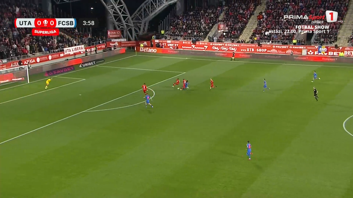 Ratare IMENSĂ în UTA - FCSB! » Fotbalistul campioanei s-a făcut de râs dintr-o poziție excelentă