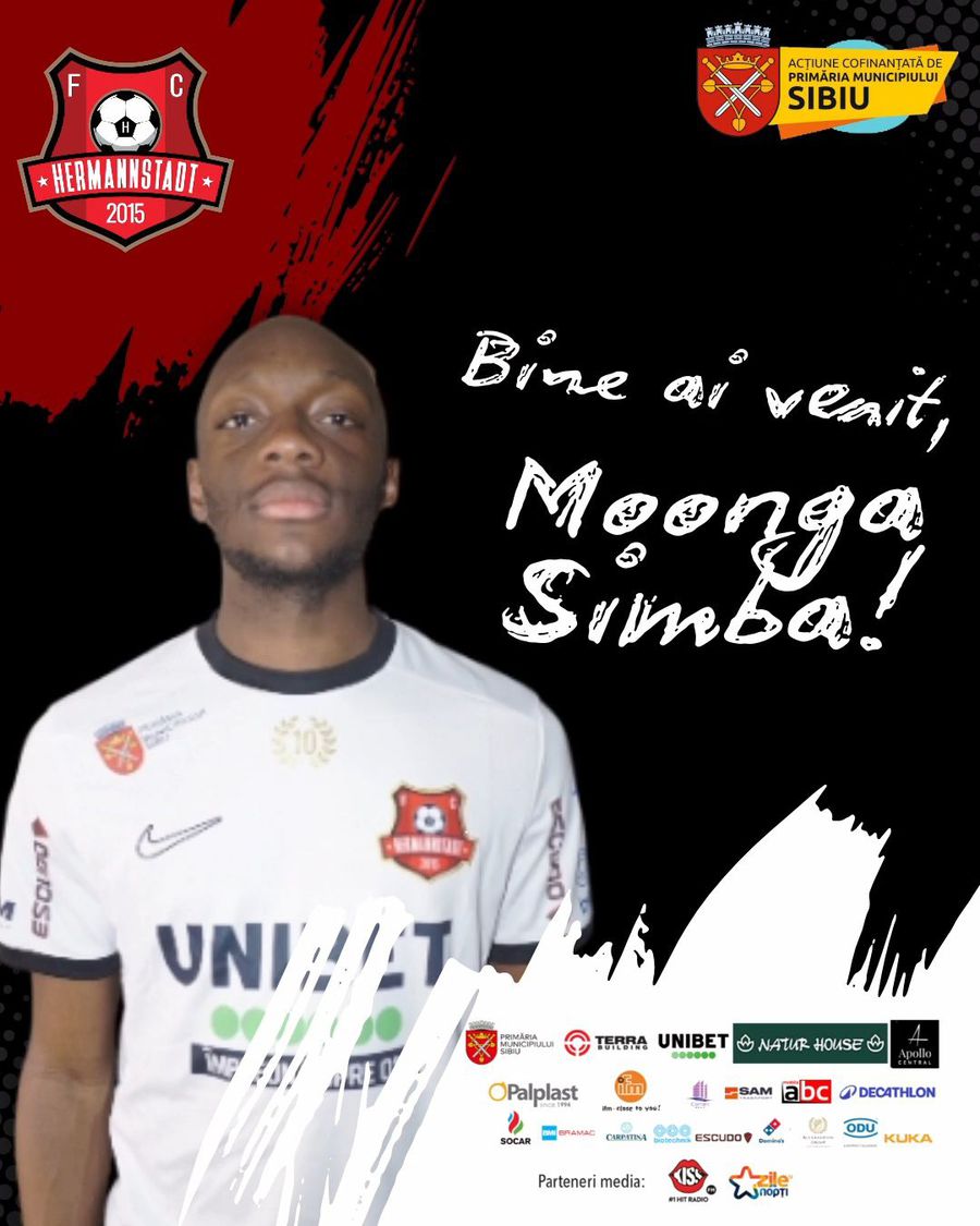 Moonga Simba, noul jucător de la Hermannstadt // foto: Facebook Două transferuri în 48 de ore la echipa din Superliga » Încearcă salvarea de la retrogradare cu jucător din liga a doua suedeză