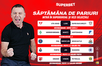 Start săptămânii de pariuri cu recomandările din SuperSocial