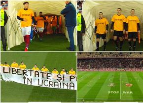 Cu gândul la Ucraina în derby-ul Rapid - Dinamo » Mesajele transmise de fotbaliști și grafica specială a televiziunilor