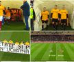 Fotbaliștii lui Rapid și Dinamo au transmise mesaje speciale de susținere pentru Ucraina, înaintea partidei de astăzi, de pe Arena Națională / FOTO: Captură TV @Digi Sport 1