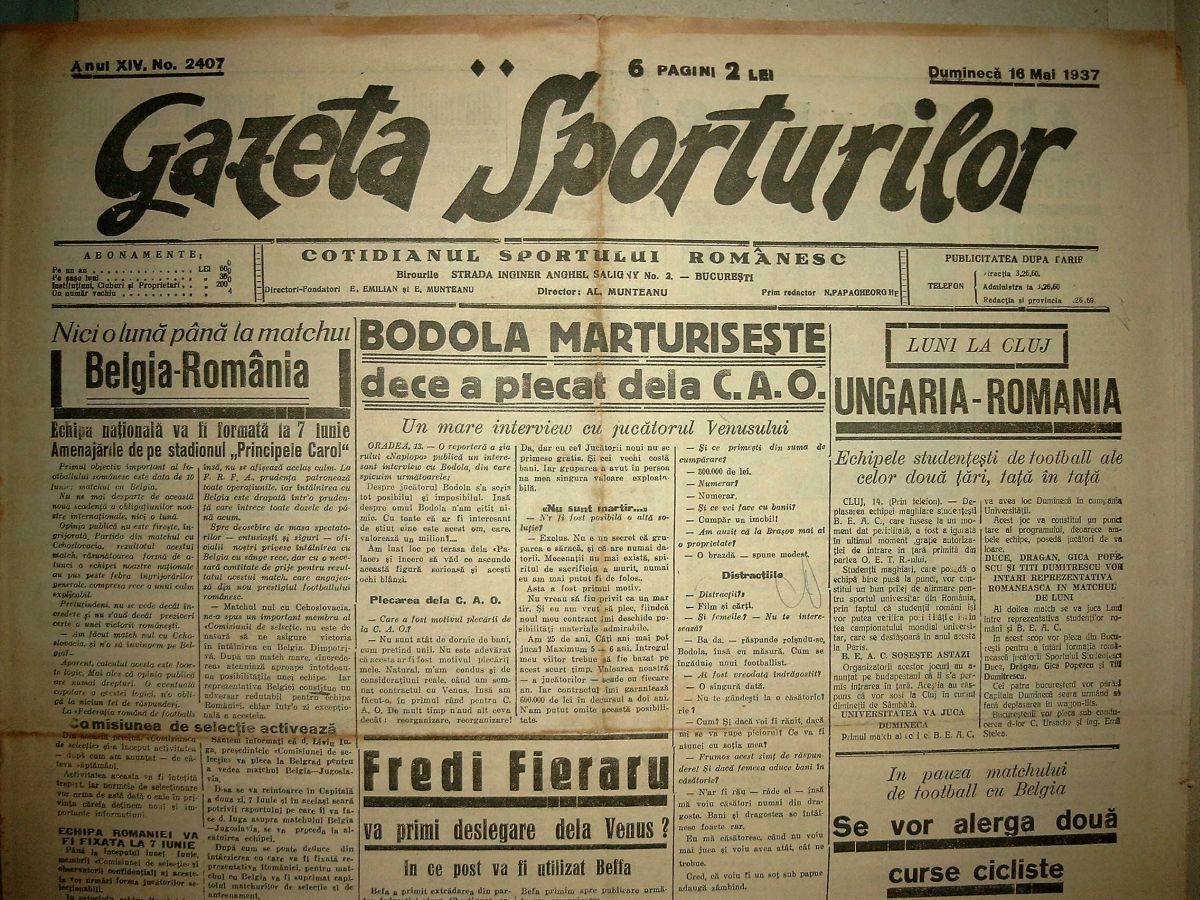 110 ani de la nașterea lui Bodola » Povestea transferului faraonic de la Oradea la Venus și un interviu fascinant cu cel mai mare atacant al anilor '30-'40