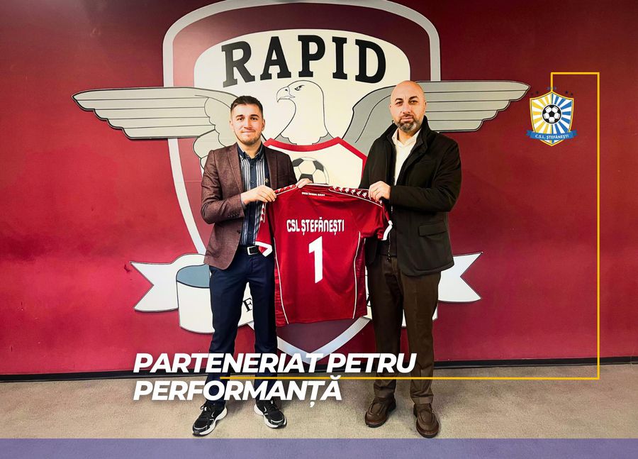 Parteneriat între Rapid și CSL Ștefănești După Genoa, Rapid a bifat încă un parteneriat » Ce a apărut scris pe tricoul vișiniu: „Cu mult curaj către Liga 1”