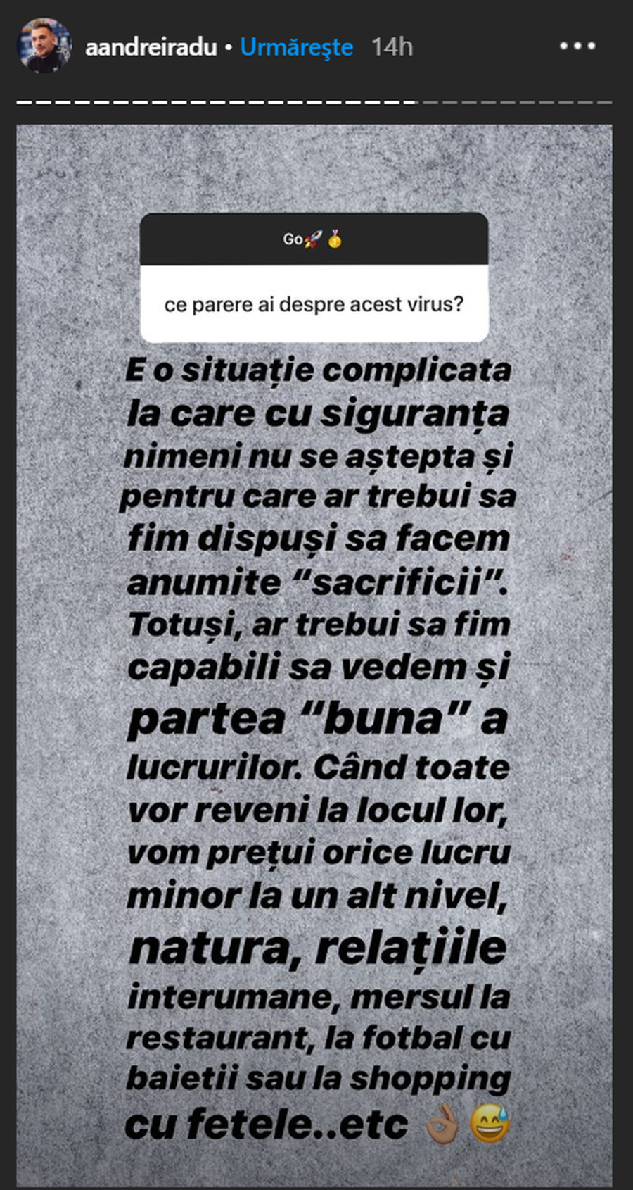 CORONAVIRUS / Ionuț Radu, prima reacție după criza COVID-19: „Ar trebui să vedem și partea bună”