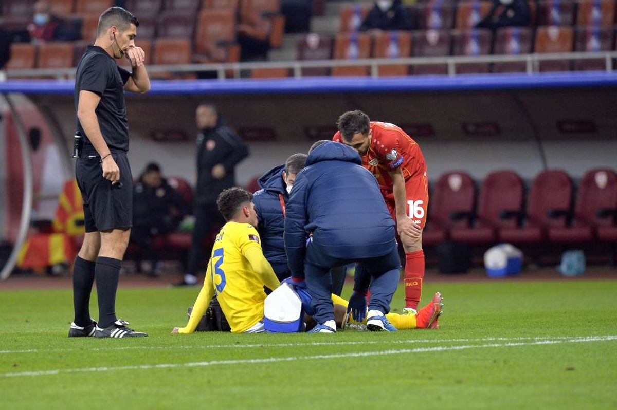 Lovitură grea pentru Florinel Coman » Ce se întâmplă cu „tricolorul” accidentat în meciul cu Macedonia de Nord