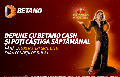 Depune prin Betano.Cash și poți câștiga până la 100 de rotiri gratuite în fiecare săptămână