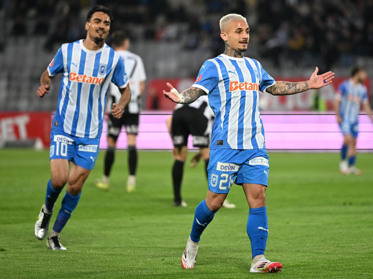 U Cluj - Universitatea Craiova 2-1 » Scapă decisiv FCSB? Zajkov i-a îngropat pe olteni în gazonul „subacvatic” de pe Cluj Arena și îi furnizează campioanei mingea de titlu