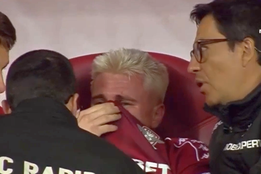 Claudiu Petrila s-a accidentat și a plâns în hohote pe bancă