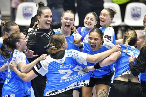 Omoregie, Moreschi, Maslova, Szoke, Ostergaard, Hansen / CSM București, calificare în Final Four-ul Ligii Campionilor / FOTO: Cristi Preda (GSP.ro)