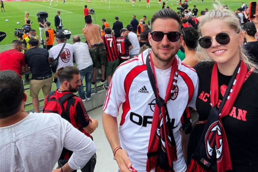 Adrian și Anda Păun, prezenți la meciul care i-a adus primul titlu lui AC Milan după o pauză de 11 ani / Sursă foto: instagram.com/paunadrian95/