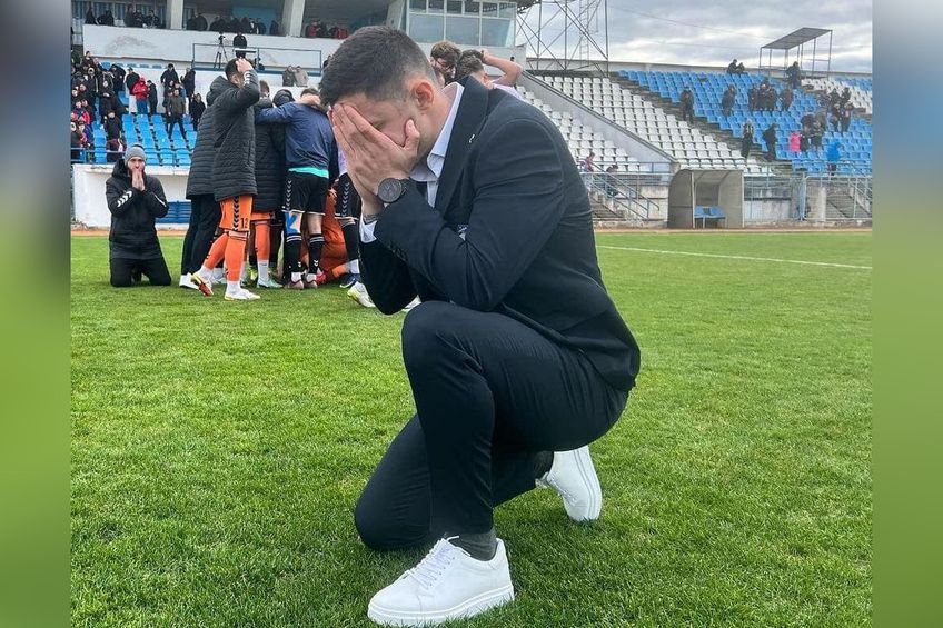 Dragoș Militaru la Slatina, după meciul calificării în play-off FOTO: facebook.com/fcunireadejoficial