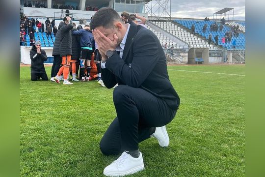 Dragoș Militaru la Slatina, după meciul calificării în play-off FOTO: facebook.com/fcunireadejoficial