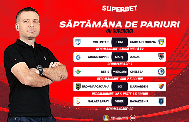 Săptămâna de pariuri cu SuperGigi: vezi recomandările din SuperSocial
