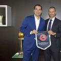 Răzvan Burleanu, președintele FRF, alături de Aleksander Ceferin, șeful UEFA // foto: frf.ro