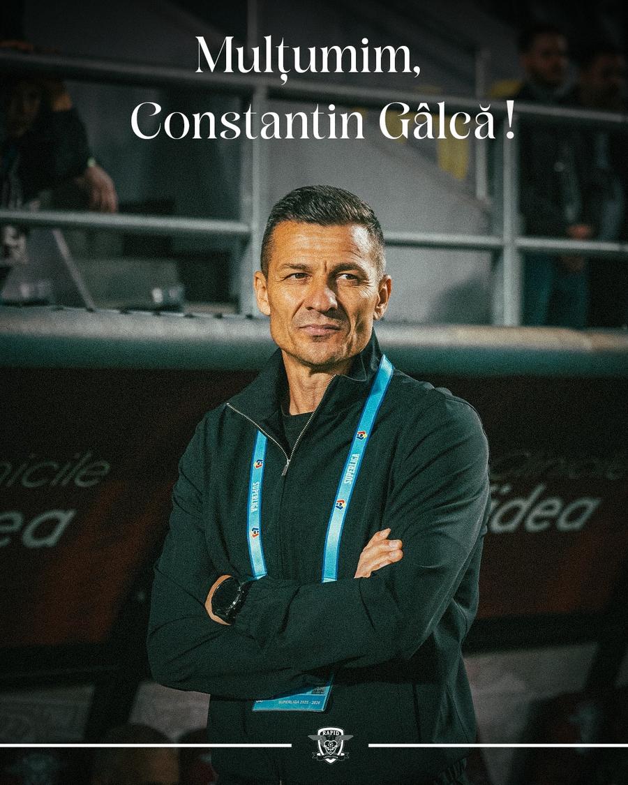 Rapid a anunțat despărțirea de Costel Gâlcă „Mulțumim, Costel Gâlcă” » Patru plecări dintr-un foc de la Rapid