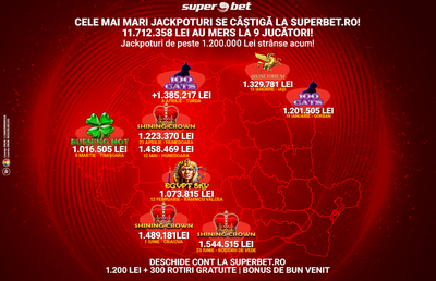 Jackpot record plătit de Superbet.ro! Vezi cât de mare e și Superjoacă să câștigi tu unul și mai mare!