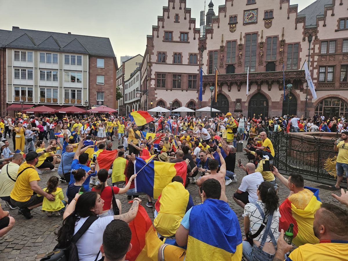 Splendoare galbenă la Frankfurt » Românii au luat cu asalt Germania: imagini nebune cu sărbătoarea fanilor după calificarea naționalei