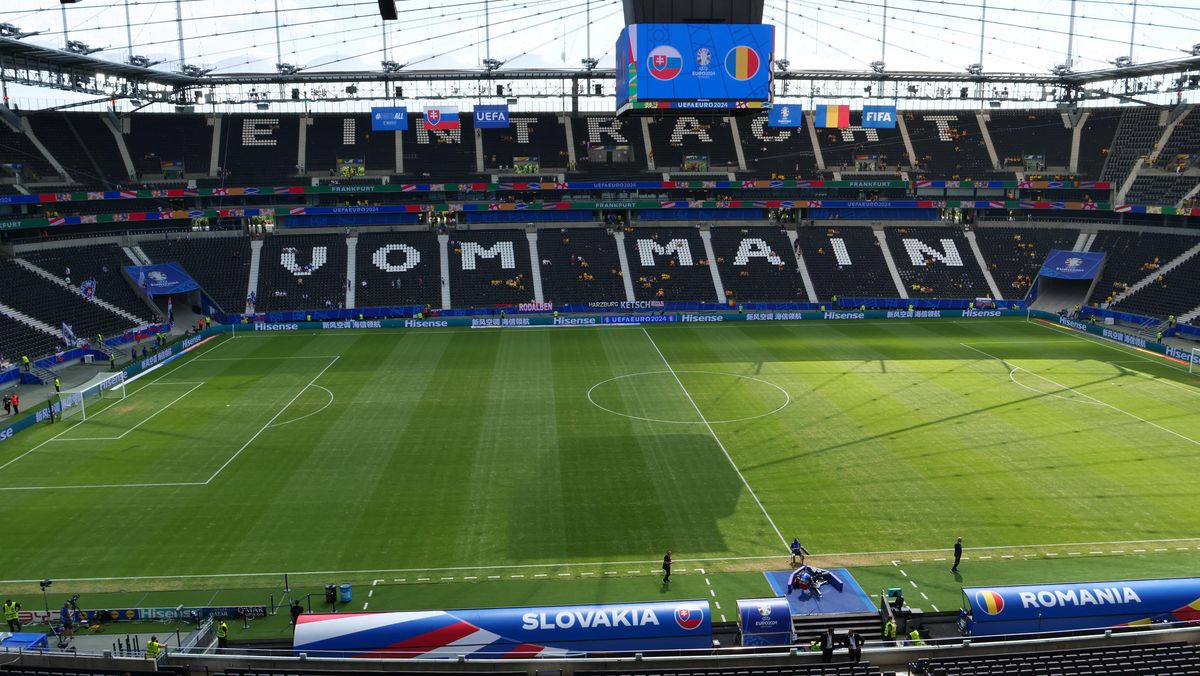 Gazonul de pe Deutsche Bank Park înainte de România - Slovacia