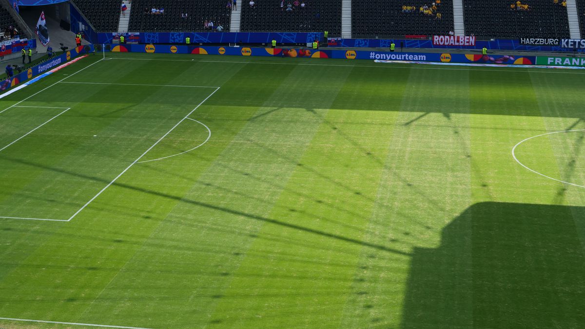 Gazonul de pe Deutsche Bank Park înainte de România - Slovacia