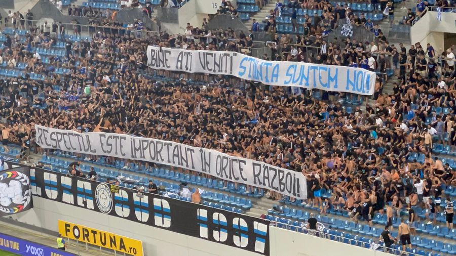 FCU Craiova - Dinamo. Moment neașteptat pe „Ion Oblemenco” » Bannerul oltenilor a fost aplaudat de dinamoviști!