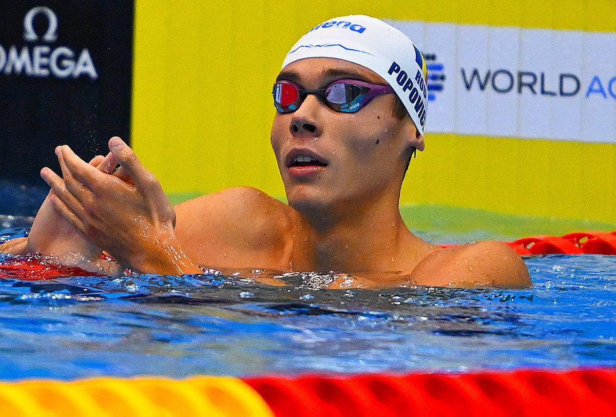 David Popovici, locul 2 în semifinalele probei de 100 de metri liber la Fukuoka! S-a calificat în finală cu al 5-lea timp