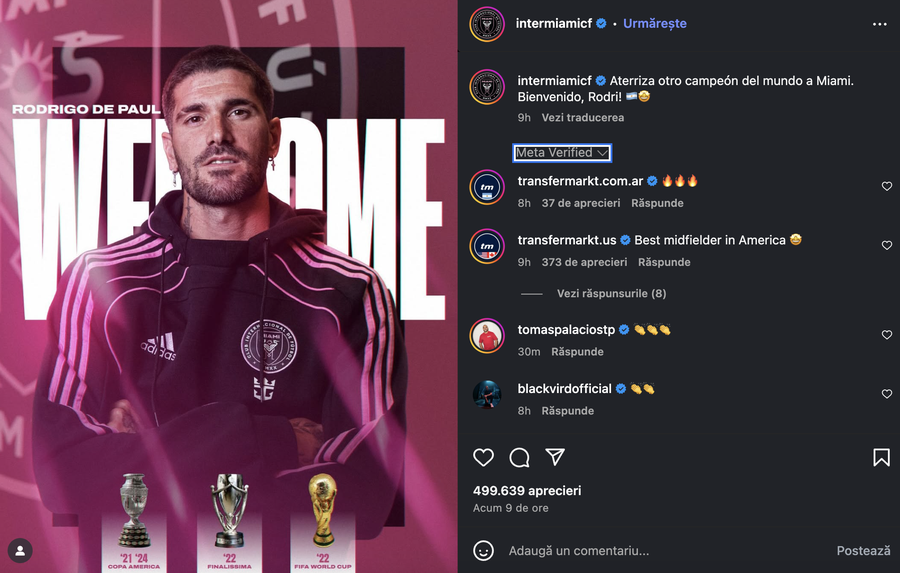 Anunțul oficial al celor de la Inter Miami, postat pe pagina oficială de Instagram a clubului „Pitbull”-ul lui Messi a semnat cu Inter Miami » Transfer de 15 milioane de euro și contract pe patru sezoane