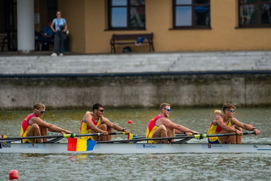 Barca masculină de 4 rame la CM U23 de la Poznan Foto: FR Canotaj/Balint Czucz România, două medalii, argint și bronz, la Campionatele Mondiale de tineret de la Poznan
