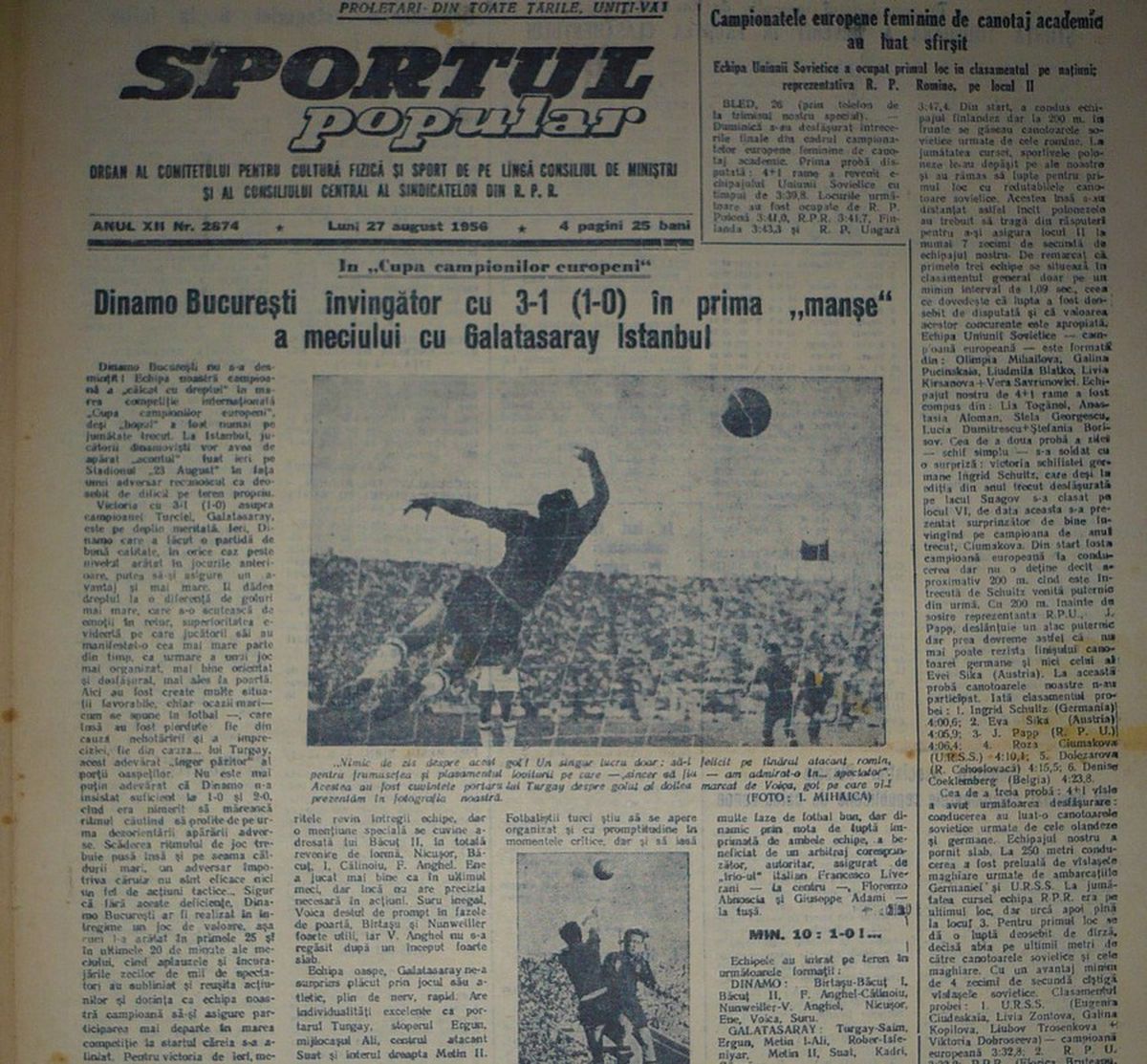 RETRO GSP. 64 de ani de la primul meci european al unei echipe românești » Dinamo i-a scos pe turci, apoi a urmat măcelul!