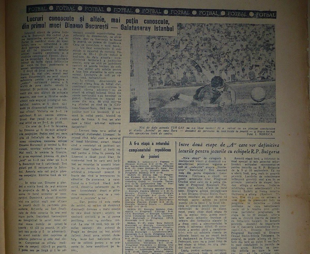 RETRO GSP. 64 de ani de la primul meci european al unei echipe românești » Dinamo i-a scos pe turci, apoi a urmat măcelul!