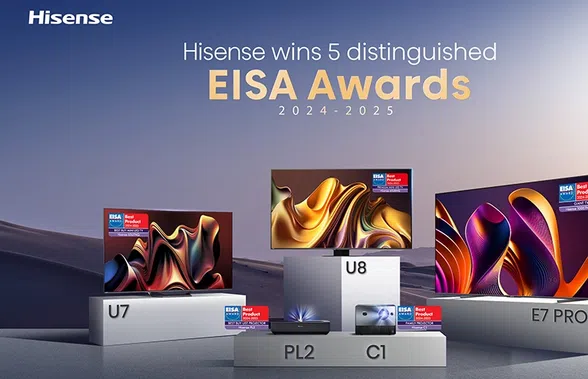 Hisense câștigă 5 premii EISA 2024-2025, pentru inovație și excelență!