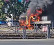Alertă în Ghencea: înainte de Steaua - UTA, o mașină a luat foc peste drum de stadion!
