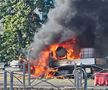 Alertă în Ghencea: înainte de Steaua - UTA, o mașină a luat foc peste drum de stadion!