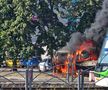 O mașină a luat foc lângă stadionul Ghencea