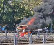O mașină a luat foc lângă stadionul Ghencea