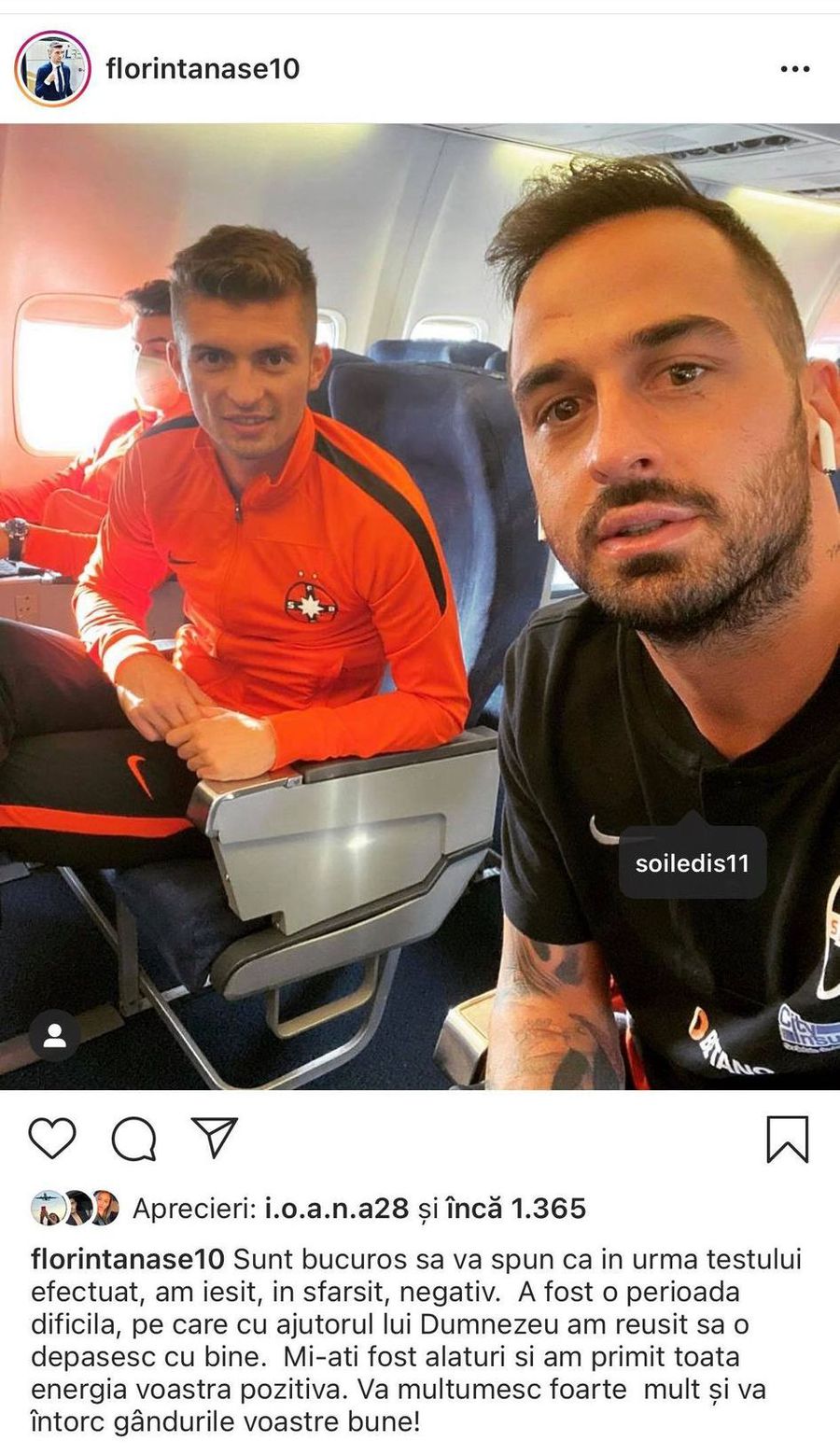 FCSB. Sergiu Buș, Florin Tănase și Thomas Neubert au scăpat de COVID-19 » Mesaje pe Instagram: „O perioadă dificilă”