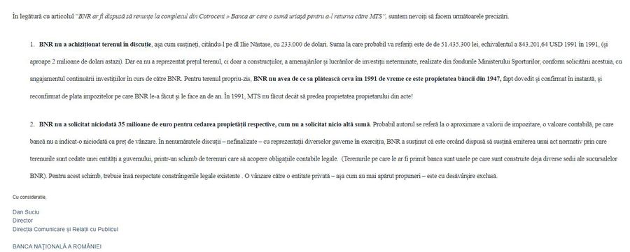 BNR ar fi dispusă să renunțe la complexul din Cotroceni » Banca ar cere o sumă uriașă pentru a-l returna către MTS