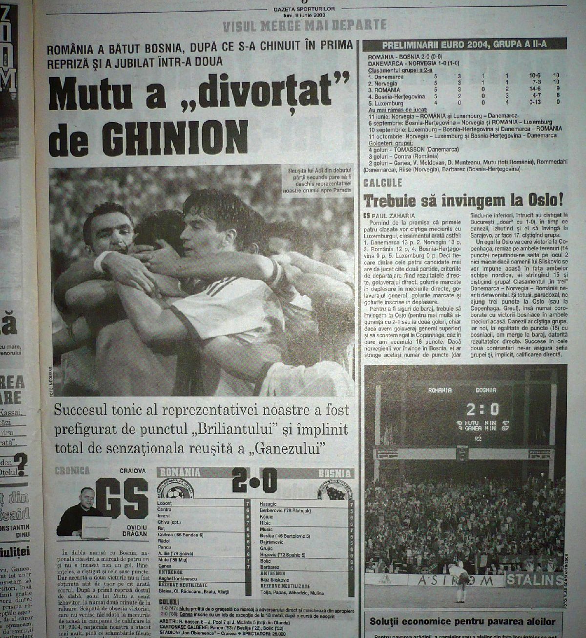 România - Bosnia, atunci și acum » Imagini memorabile din Bănie, de la duelul din 2003: „Mutu a «divorțat» de ghinion”