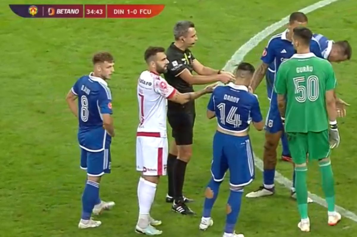 Cum a scăpat Gurău de eliminare? Decizie controversată a lui Feșnic în Dinamo - FCU Craiova