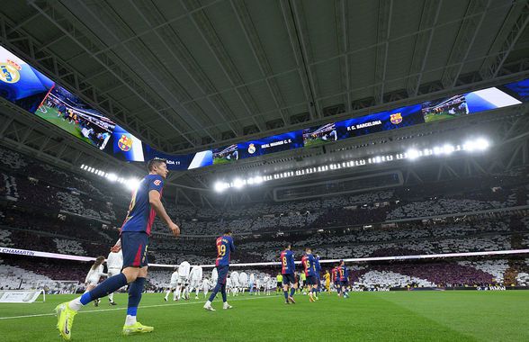 Scenografie demnă de El Clasico! „Santiago Bernabeu”, pictat alb-mov: ce au afișat fanii Realului