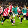 Mo Salah (nr. 17) a înscris un gol, dar, pe ansamblu, și el a avut o evoluție modestă împotriva lui Brentford / Foto: Imago