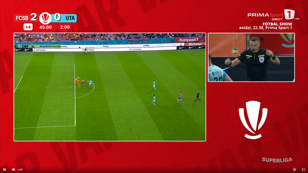 Repriză de coșmar la FCSB - UTA! A încasat două goluri și a primit cartonașul ROȘU direct