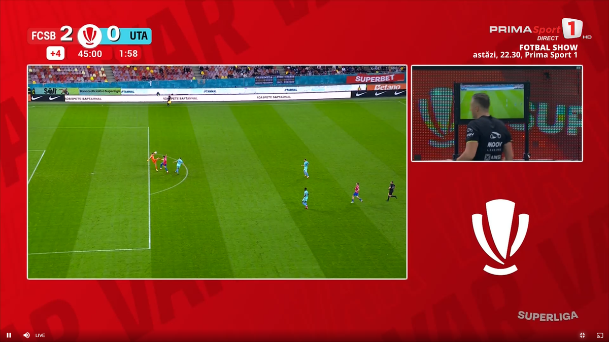 Repriză de coșmar la FCSB - UTA! A încasat două goluri și a primit cartonașul ROȘU direct