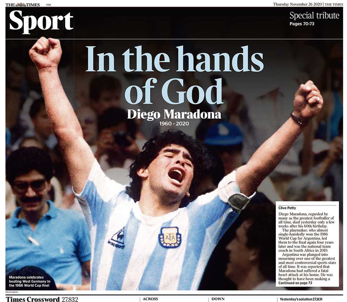 „Dumnezeu a murit” » Cum arată primele pagini ale marilor ziare din lume după decesul lui Diego Maradona