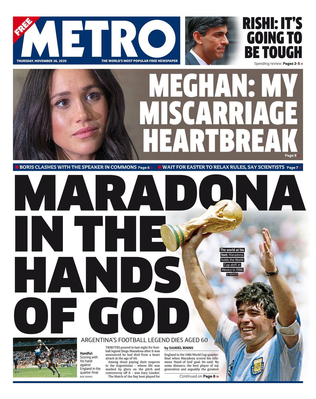 Ziarele internaționale după decesul lui Maradona