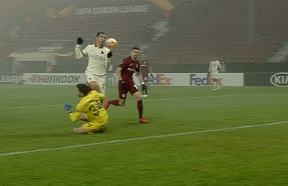FOTO. Penalty controversat în CFR Cluj - AS Roma: „Total aiurea! Nici vorbă de așa ceva”